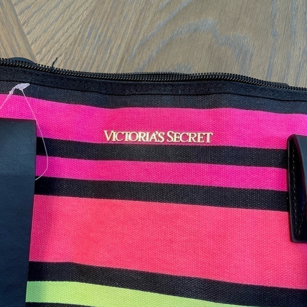 VICTORIA’S Secret Large Striped Rainbow Neon Tote Bag - Picture 3 of 11